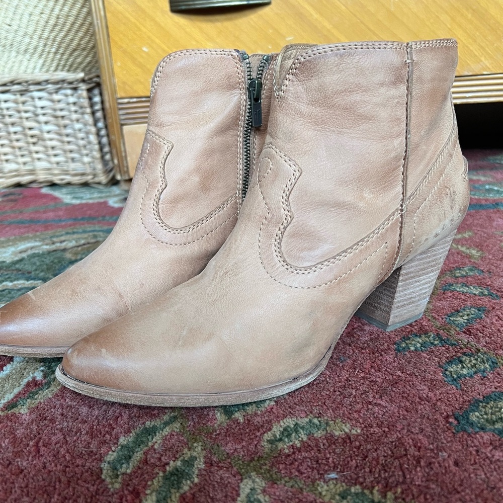 Frye Leather Ankle Zip Boots